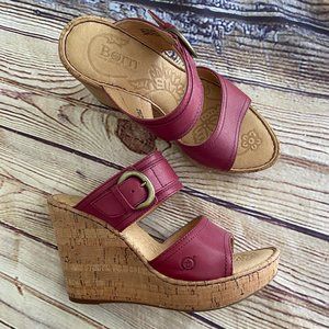 Like New Born Pink Double Strap Zee Cork Wedges Size 8